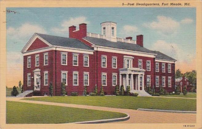 Maryland Fort Meade Post Headquarters 1943 Curteich