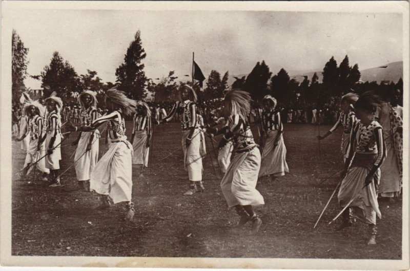 PC DANSUERS WATUSI INDIGENE DU RUANDA BELGIAN CONGO REAL PHOTO (a28570)