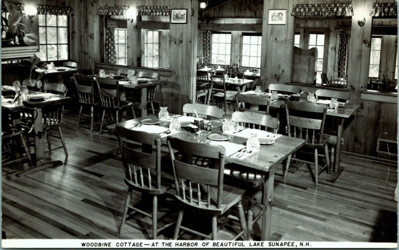 RPPC Dining Room Woodbine Cottage Lake Sunapee New Hampshire Real Photo Postcard