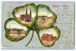 1900 Greetings from Vienna Austria Building Multiview Posted Postcard