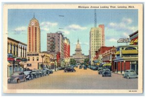 1950 Michigan Avenue Looking West Exterior Lansing Michigan MI Vintage Postcard