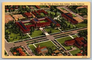 Vintage California Postcard - Air View of Fresno State College - Fresno - 1949