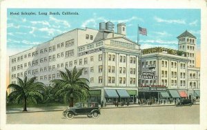 Autos Artist impression Hotel Schuyler Long Beach California 1920s Postcard 8787