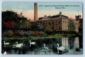 Racine Wisconsin Postcard Lagoon Horlick Malted Milk Co's Factory c1910 Vintage