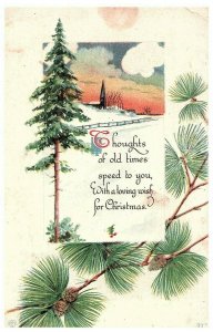 Loving Wish for Christmas 1924 Antique Postcard w/ 2c stamp Vintage