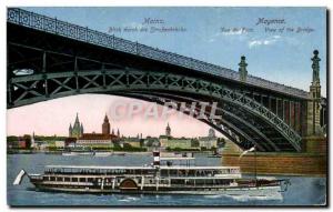 Old Postcard Mainz Blick durch die Straßenbrücke