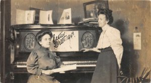 G63/ Columbus Ohio RPPC Postcard 1908 Women Playing Piano Easter