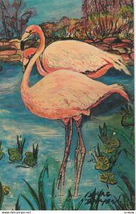 Flamingo Painting by Nyla Thompson,1950-1960s