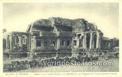 Angkor vath, un des edicules Ruines D'Angkor Cambodia, Cambodge Stamp on back 