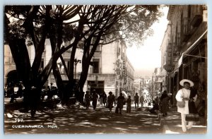 Cuernavaca Morelos Mexico Postcard Street Scene Restaurant c1930's RPPC Photo