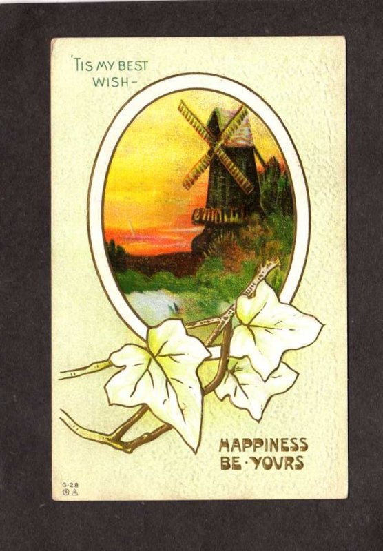 Best Wish Happiness Be Yours Flowers Windmill Willow Pa Pennsylvania Postmark