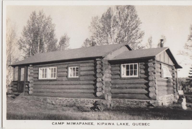 1940s KIAWA LAKE Quebec Canada RPPC Postcard CAMP MIWAPANEE Lodge Cabin 