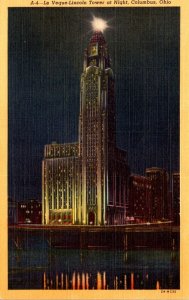 Ohio Columbus Le Veque-Lincoln Tower At Night Curteich