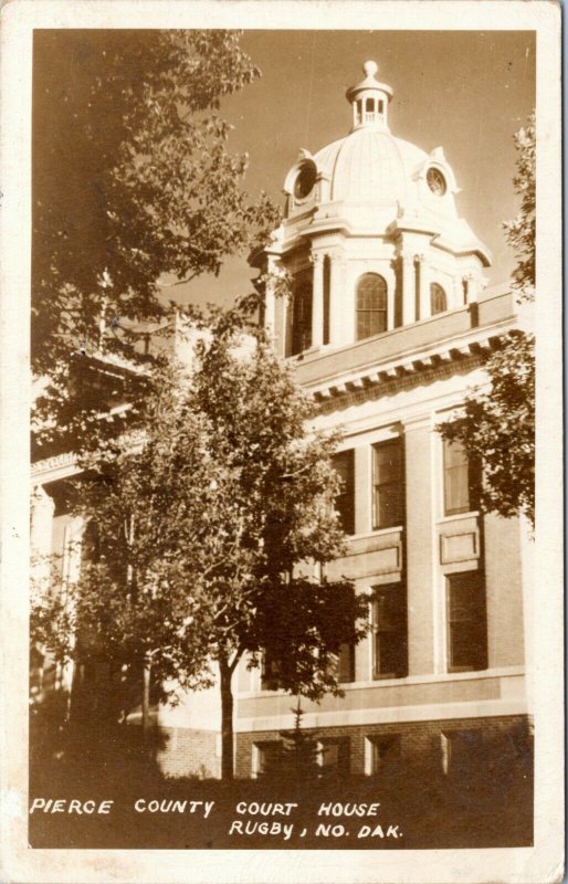 postcard rppc North Dakota - Pierce County Court House, Rugby, No. Dak.