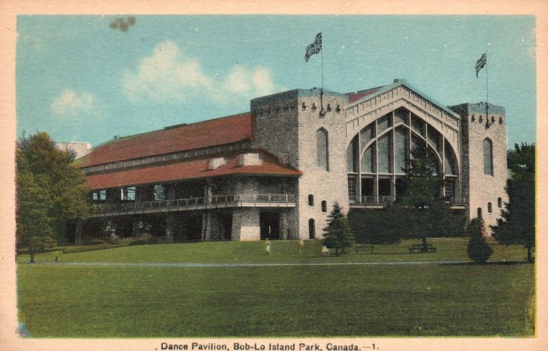 Vintage Postcard Dance Pavilion Stone Steel and Tile Bob-Lo Island Park Canada