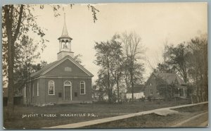 MARIEVILLE PA BAPTIST CHURCH ANTIQUE REAL PHOTO POSTCARD RPPC