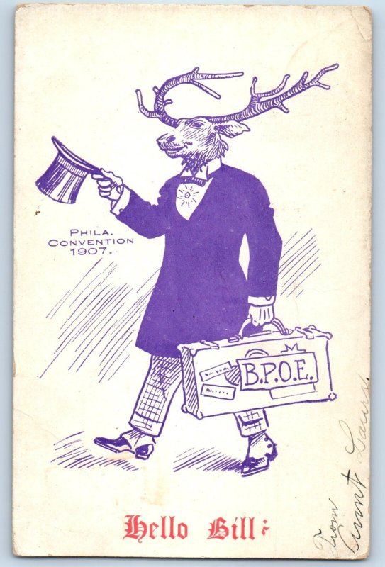1907 BPOE Elk Phila Convention Milton Delaware DE Antique Posted Postcard