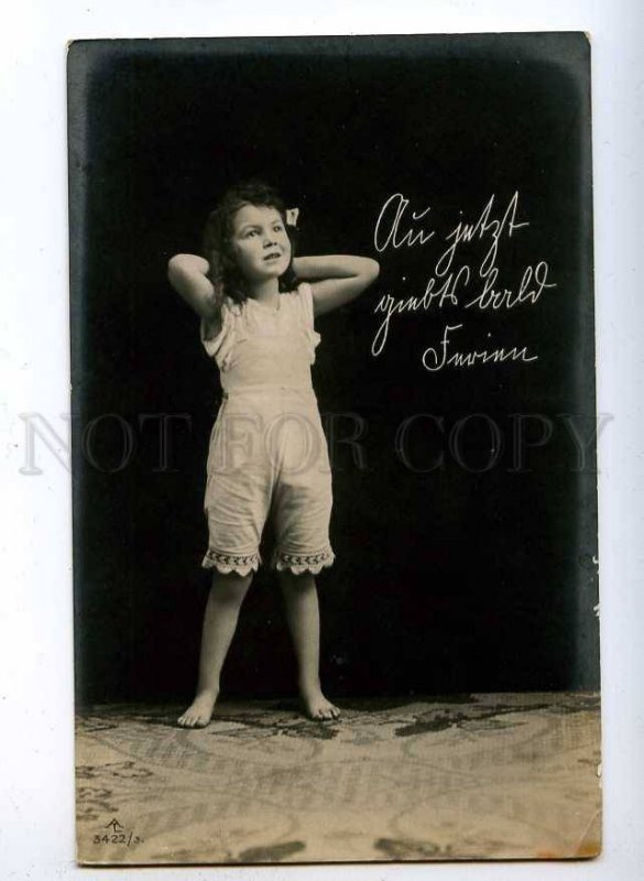 189972 Charming Girl in NIGHTY Vintage PHOTO postcard