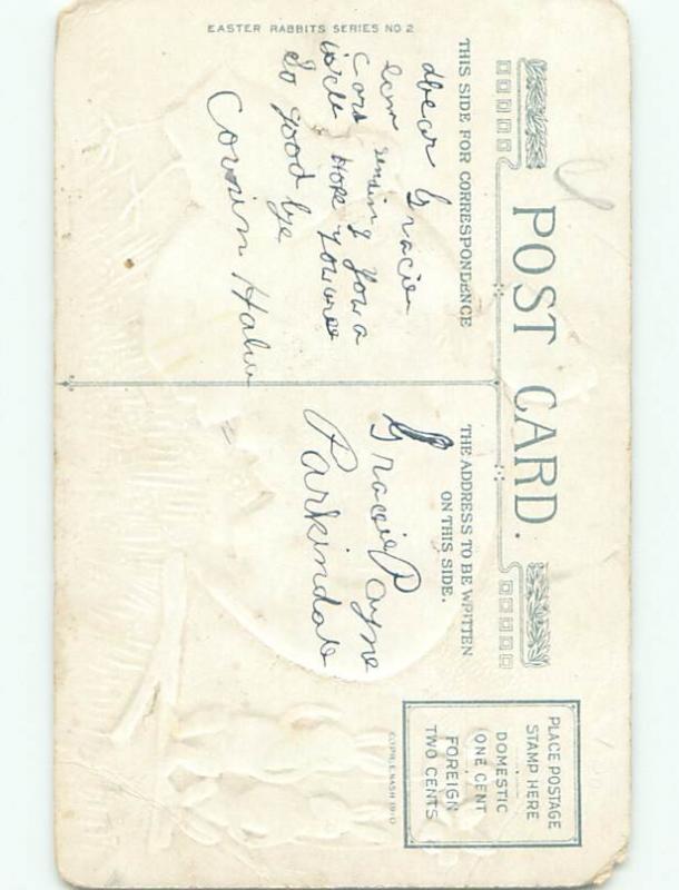 Divided-Back EASTER BUNNY RABBIT SCENE Cute Postcard AA1089