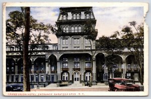 Grand Union Hotel Entrance Saratoga Springs New York NY Front Building Postcard