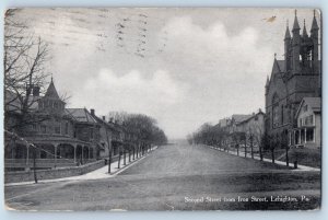 1911 Lehighton Pennsylvania PA Vintage Postcard Second Street Iron Road Building