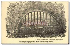 Old Postcard Mont Saint Michel Dubourg eaten by rats in the iron cage