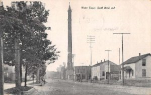 South Bend Indiana Water Tower Street Scene Vintage Postcard AA56091