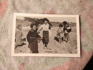 1940's Okinawa Kids Japan Japanese RPPC Real Photo Postcard