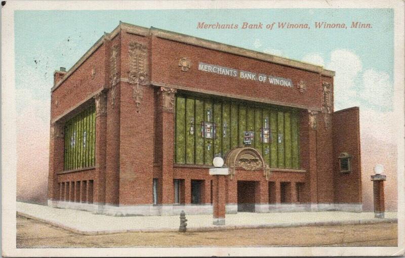 Winona MN Merchants Bank of Winona Minnesota c1915 Postcard E60