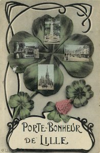 Postcards In Clover Leaves Lucky Charm Scenes Of Lille France Porte Bonheur