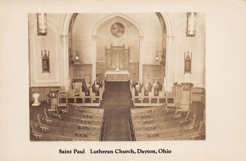 J80/ Dayton Ohio RPPC Postcard? c1940s St Paul Lutheran Church Interior 452