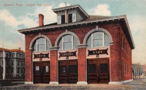 Ipswich Massachusetts Central Fire Station Vintage Postcard AA63685