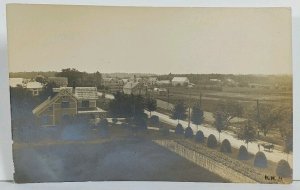 RPPC Town View Barns Man Oxen Large Homes Bridge c1907 Postcard M14