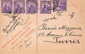 ac1532 - BRAZIL - POSTAL HISTORY - POSTCARD from Belo Horizonte to TUNISIA  1909