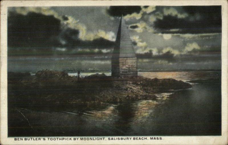 Salisbury MA Ben Butler's Toothpick Lighthouse c1920 Postcard Version #5