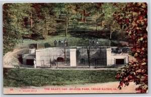 Cedar Rapids Iowa~Victorian Lady Views The Bear's Den~Beaver Park~1908 Postcard