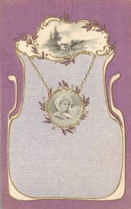Art Nouveau Medaillon Girl Embossed Vintage Postcard 08.35