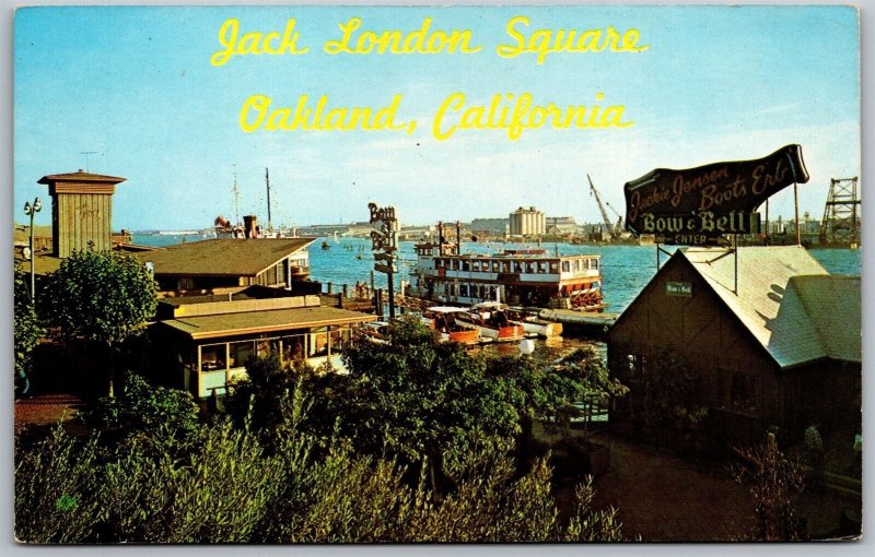 Vtg Oakland California CA Jack London Square Seafood Restaurants Boats Postcard