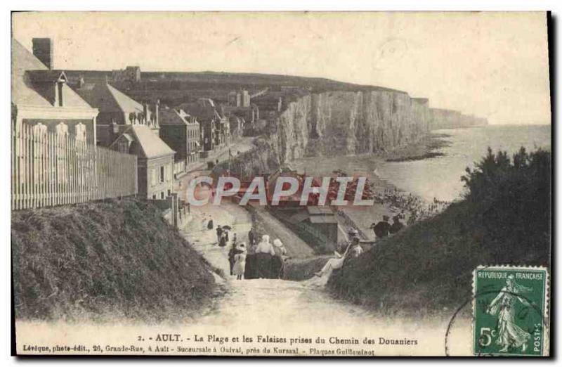 Old Postcard The Ault Beach and Cliffs Taken From customs Path