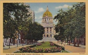 State Street Showing State Capitol Harrisburg Pennsylvania