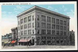 42120) Pennsylvania BETHLEHEM Odd Fellows' Building Older Cars Divided Back