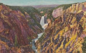 Yellowstone National Park Grand Canon Of The Yellowstone Great Falls In Dista...