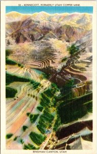 Kennecott Copper Mine Utah Aerial View Scenic Mountain Landscape WB Postcard 