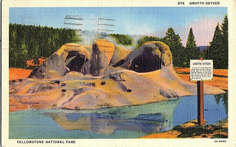 Grotto Geyser Yellowstone National Park WY Vintage Postcard Standard View Card 