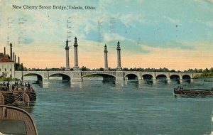 Postcard Ohio Toledo Bridge Cherry Street 1913 Divided 