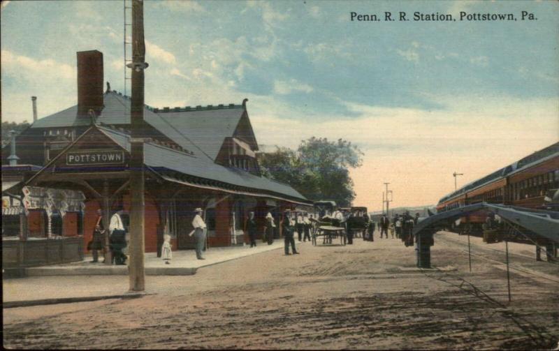 Pottstown PA Penn RR Train Station Depot c1910 Postcard