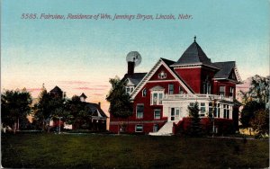 Postcard Fairview, Residence of William Jennings Bryan in Lincoln, Nebraska~3016