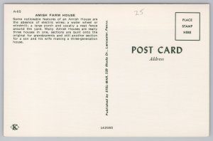 Lancaster Pennsylvania~Amish Farm House~Windmill~Vintage Postcard