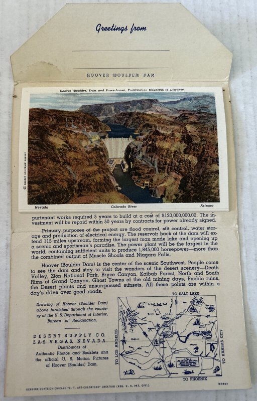 Hoover (Boulder) Dam Nevada 18 Postcards Souvenir Folder