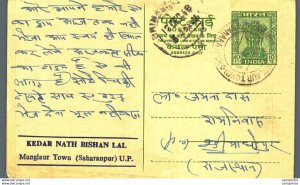 India Postal Stationery Ashoka 10p Kedar Nath Bishan Lal Manglaur Town Sahara...